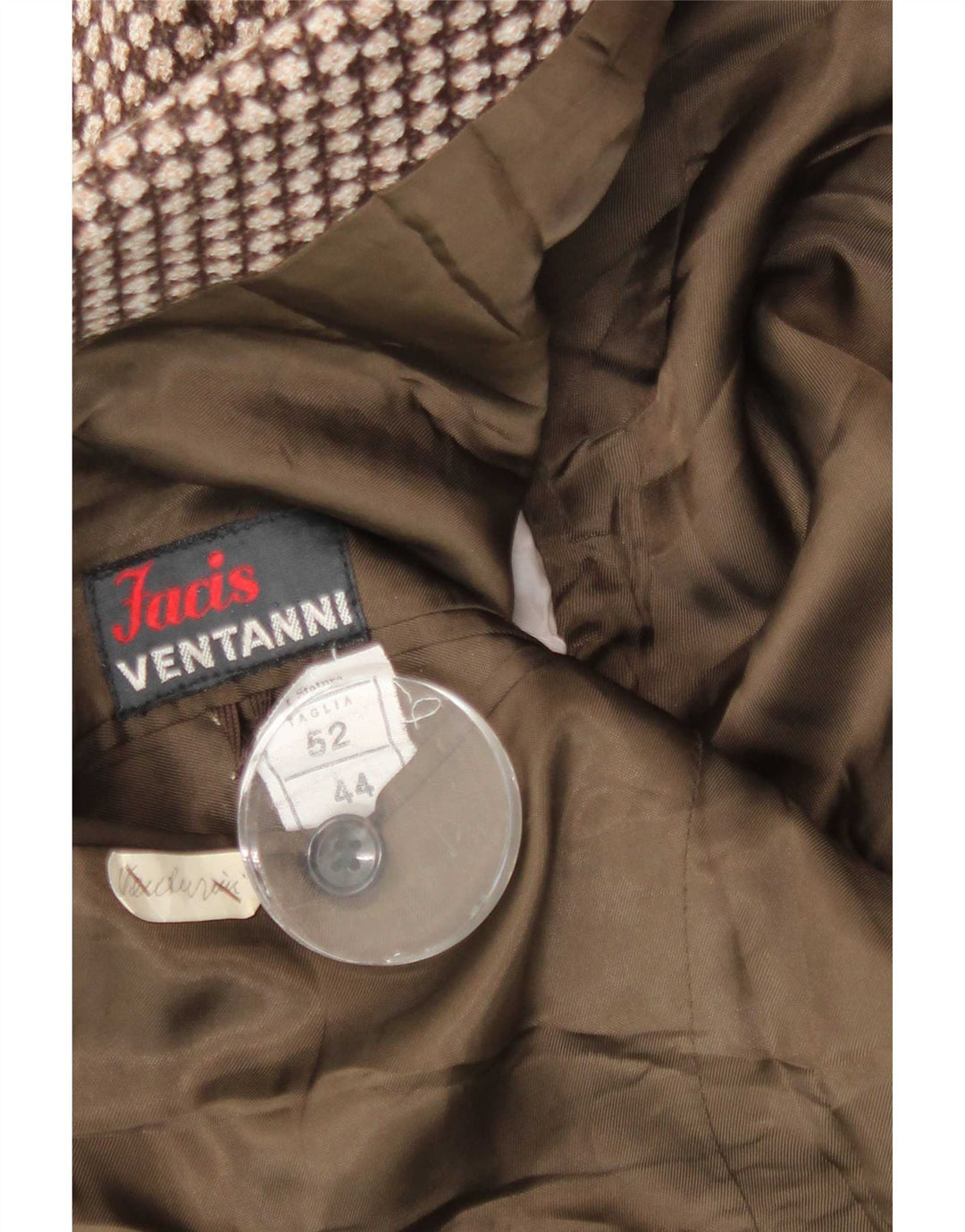VENTANNI Veste Blazer 3 Boutons Homme IT 52 XL Marron Géométrique
