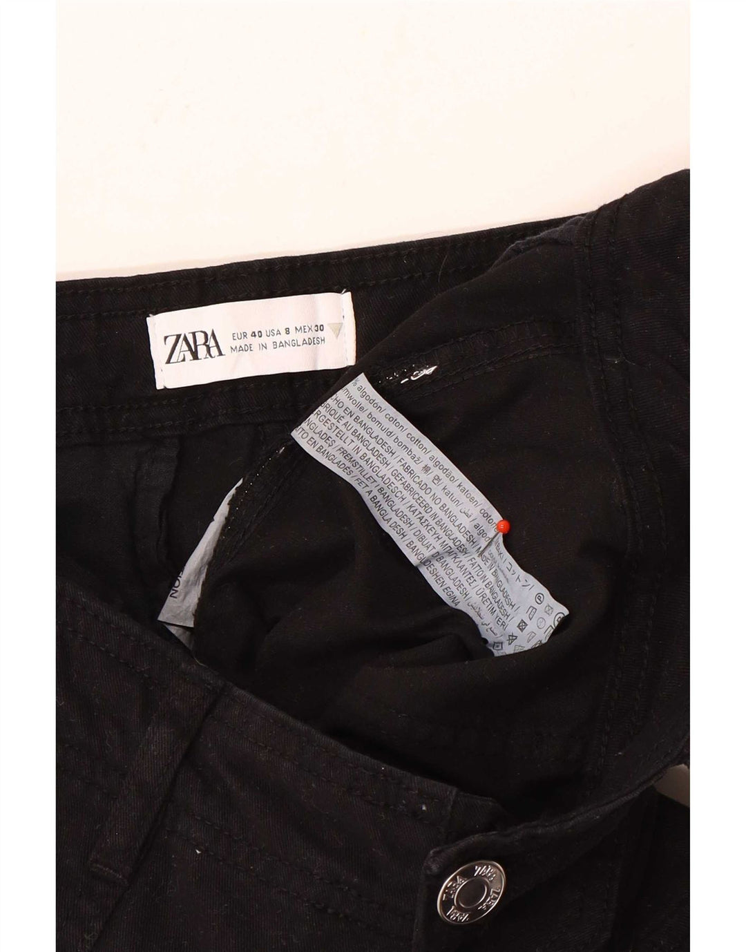 Zara Pantalon cargo droit pour femme EU 40 Medium W30 L31 Coton noir