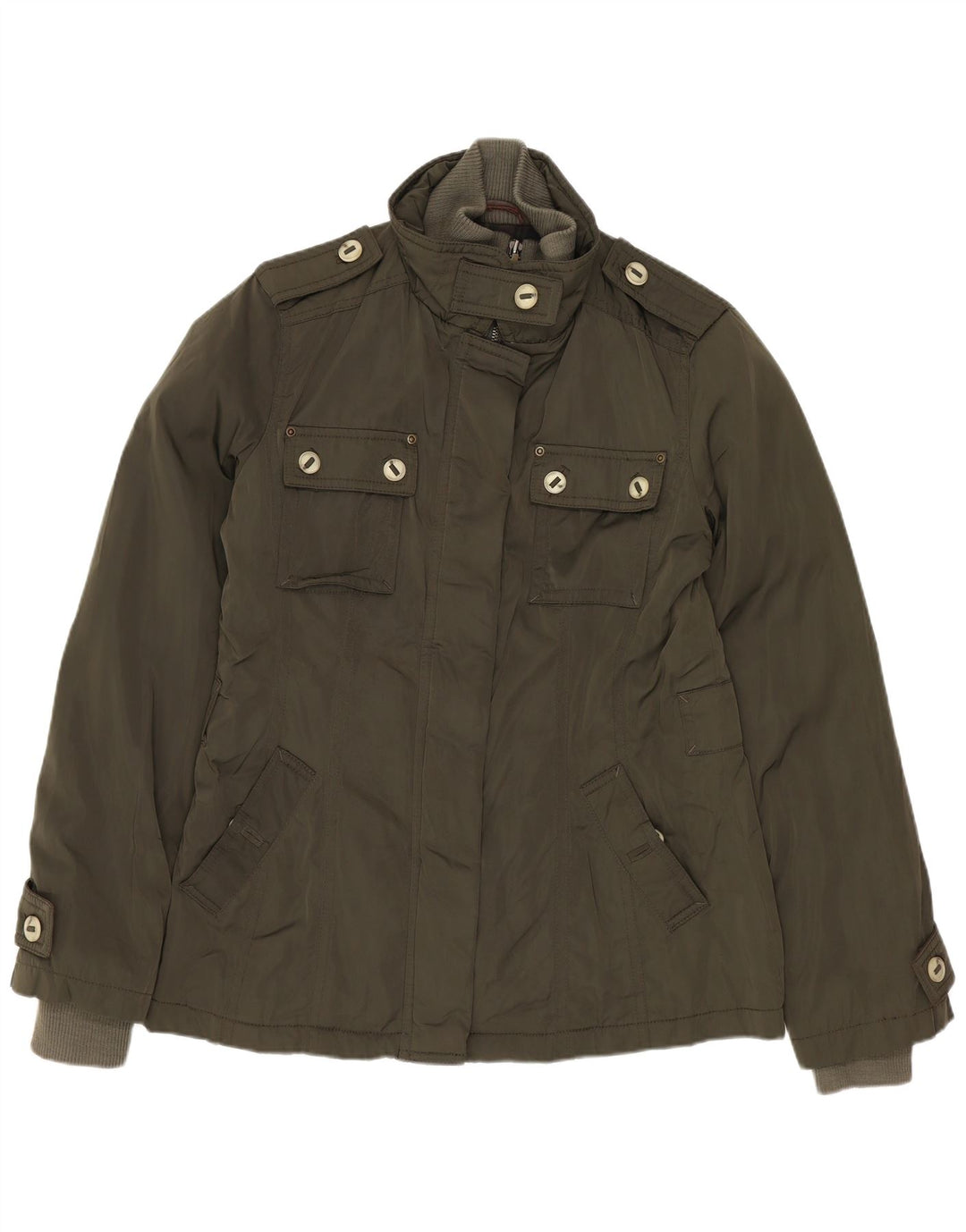 MASSIMO DUTTI Veste militaire pour femme UK 14 Medium Kaki Polyester