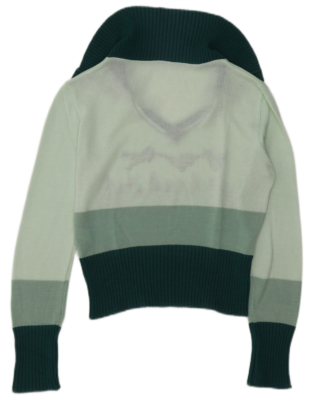 vintage Femmes Graphique Polo Neck Jumper Pull UK 14 Vert Moyen