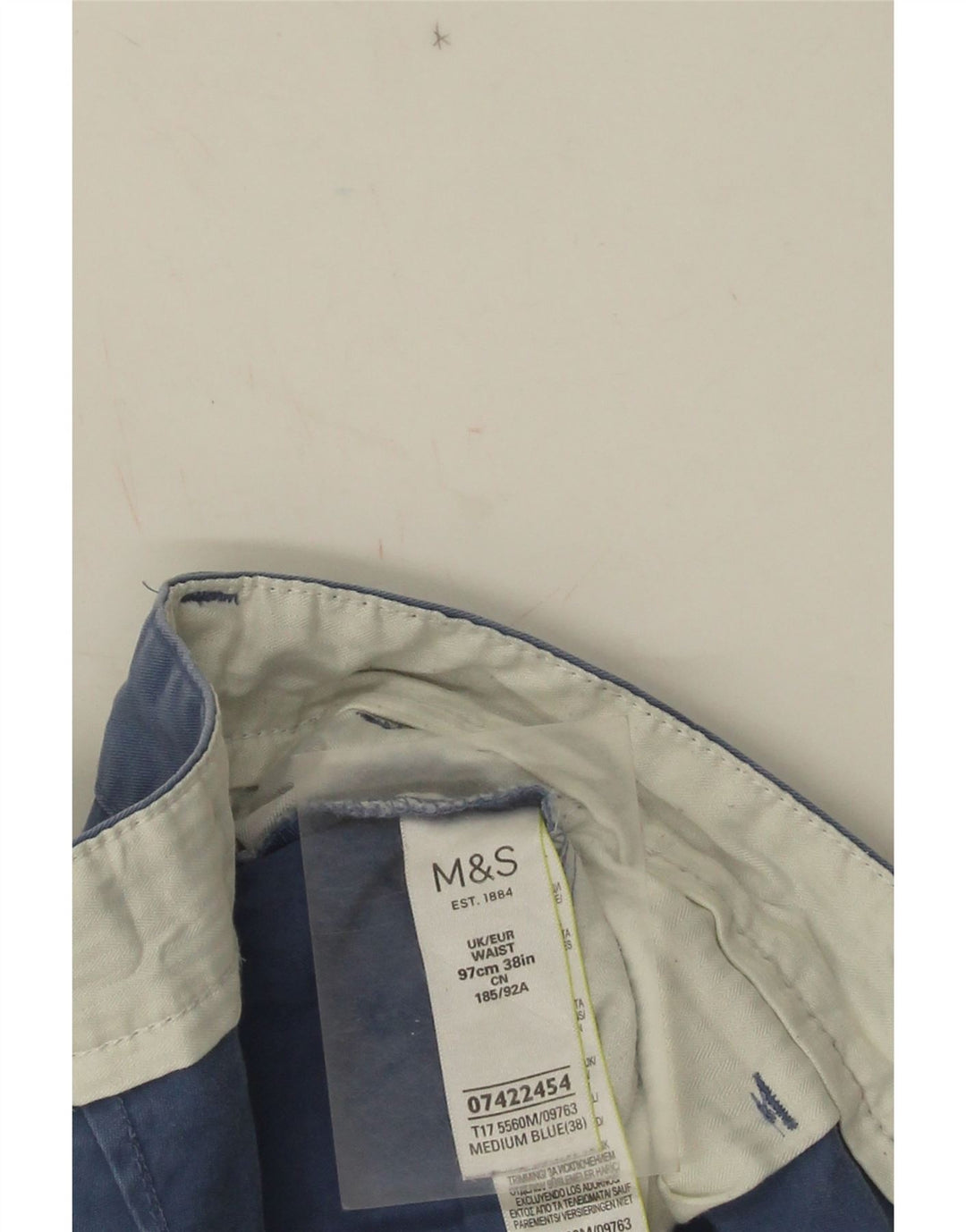 Marks & Spencer Short Chino Homme W38 XL Bleu Coton