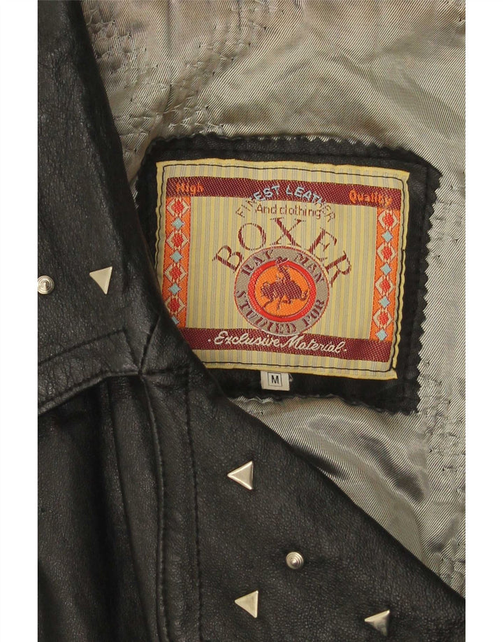 Boxer Veste de motard en cuir pour femme UK 14 Cuir noir moyen