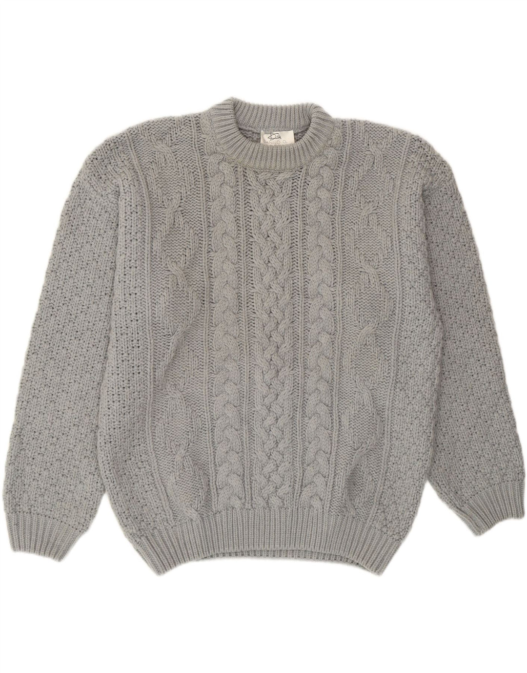 vintage Mens Crew Neck Jumper Pull Grande Laine Grise