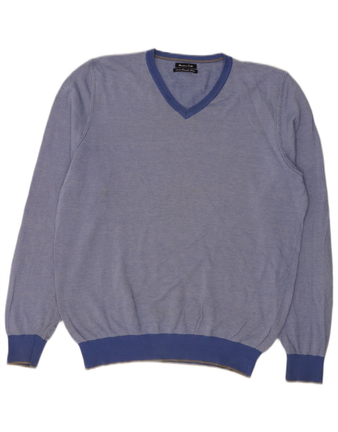 Massimo Dutti Pull col V pour homme en coton bleu Taille L