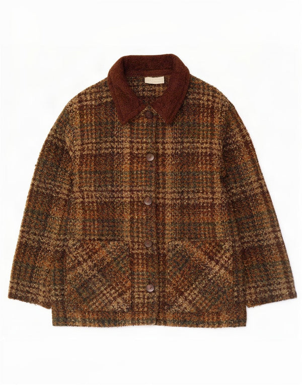 Weave of The Irish Manteau court pour homme UK 14 en laine à carreaux marron moyen