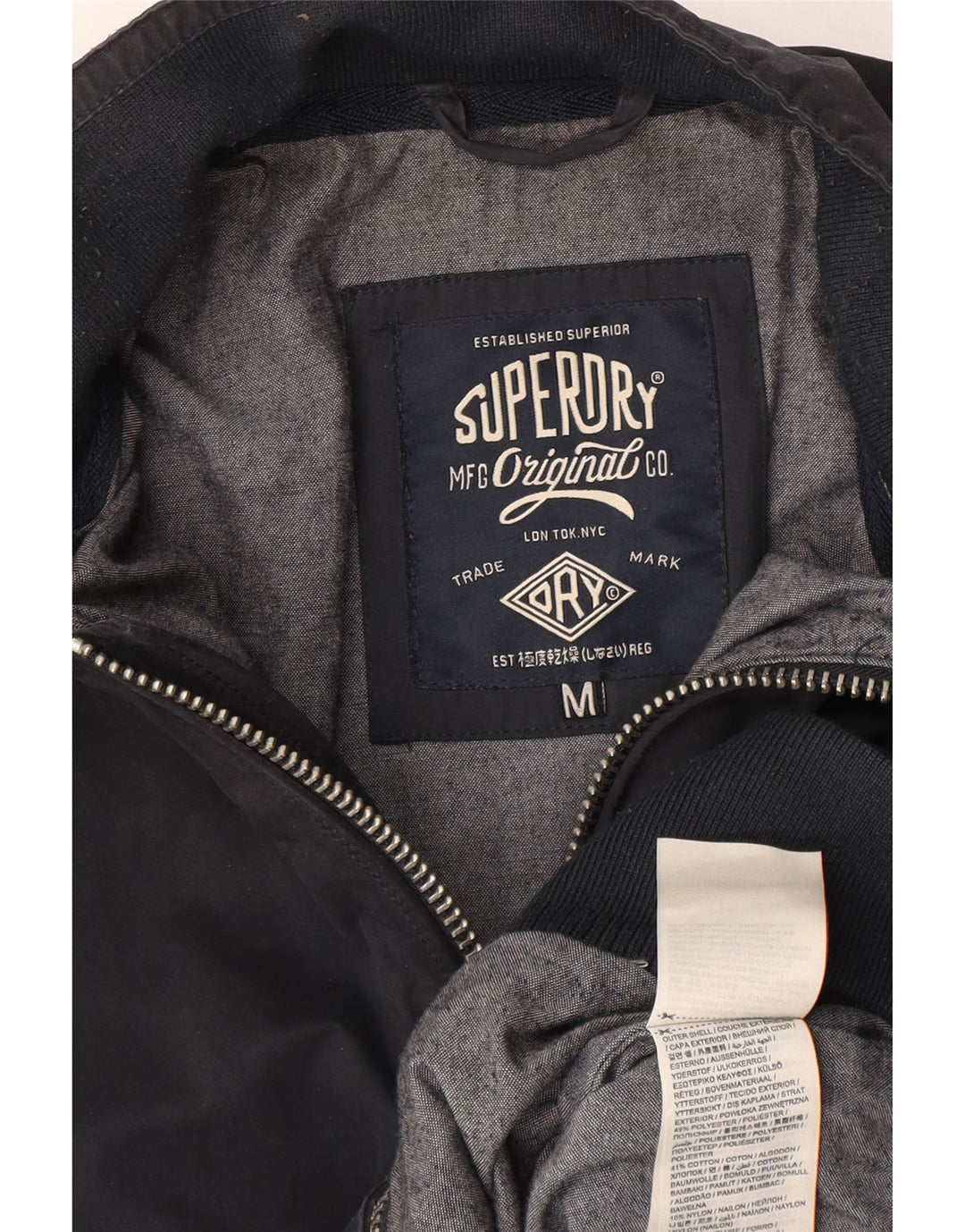 Superdry Veste Bomber Homme UK 38 Medium Bleu Marine Polyester