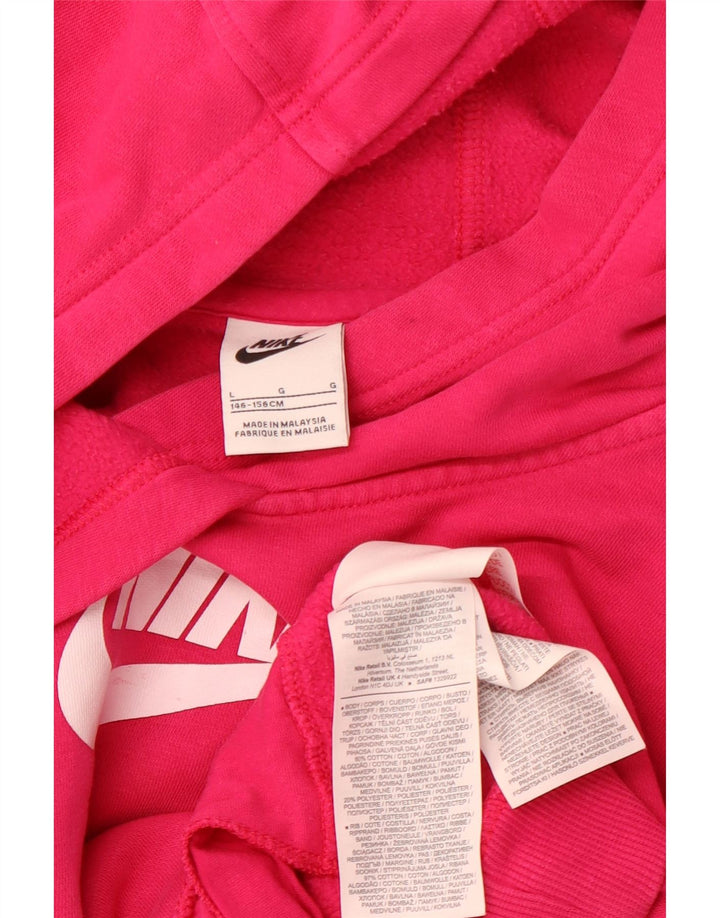 NIKE Pull à capuche court graphique pour fille 12-13 ans Grand rose en coton