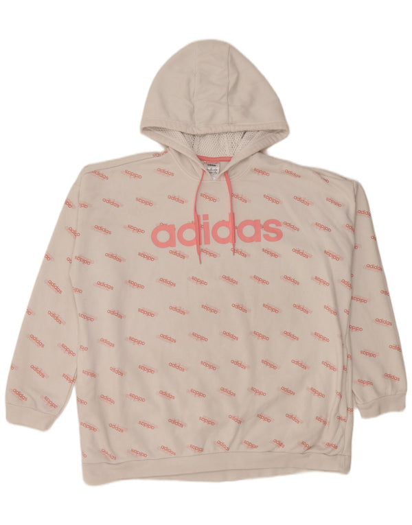 Adidas Pull à capuche surdimensionné graphique pour femme UK 20/22 XL Coton blanc
