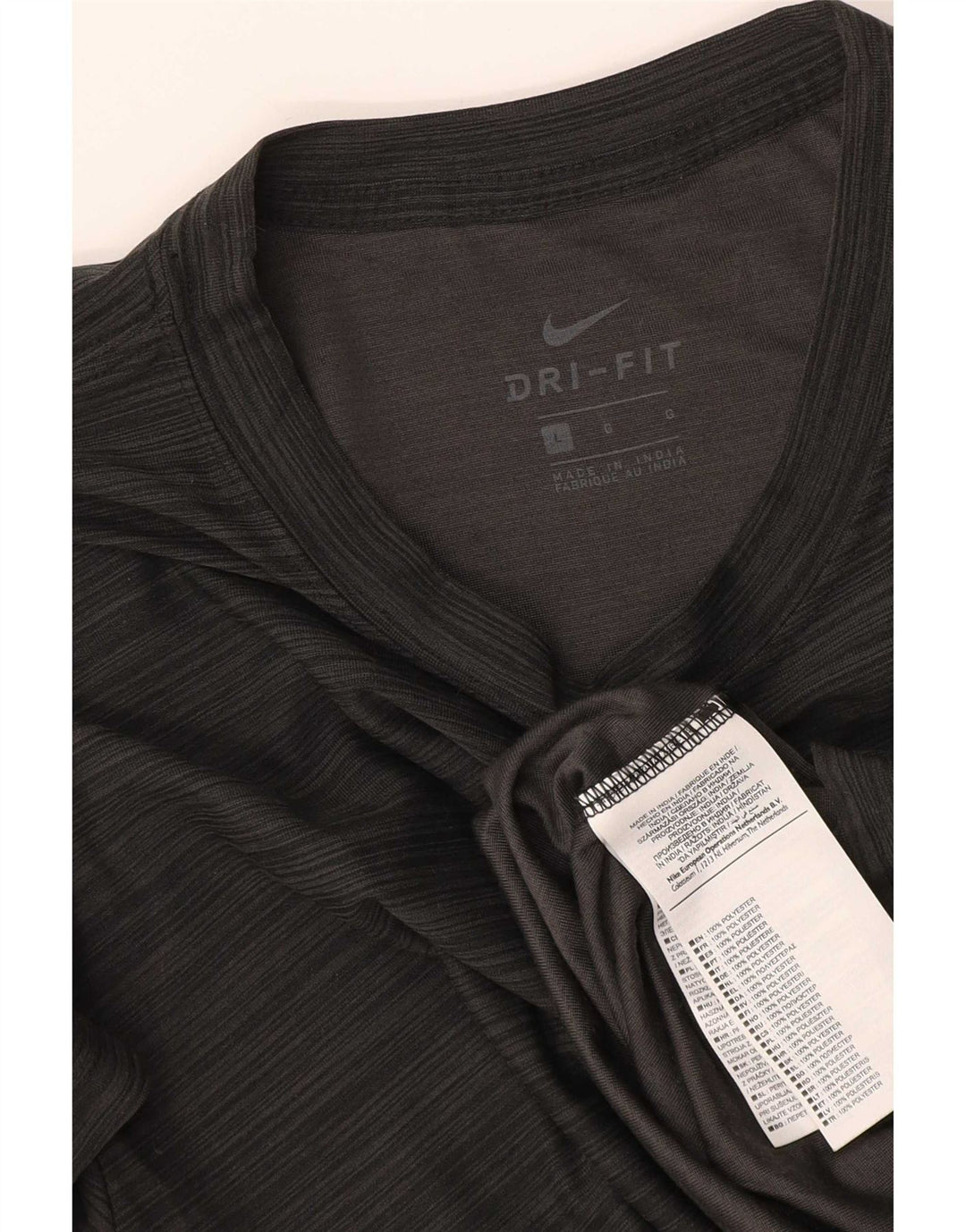 Nike Hommes Dri Fit T-Shirt Haut Large Noir Rayé Polyester