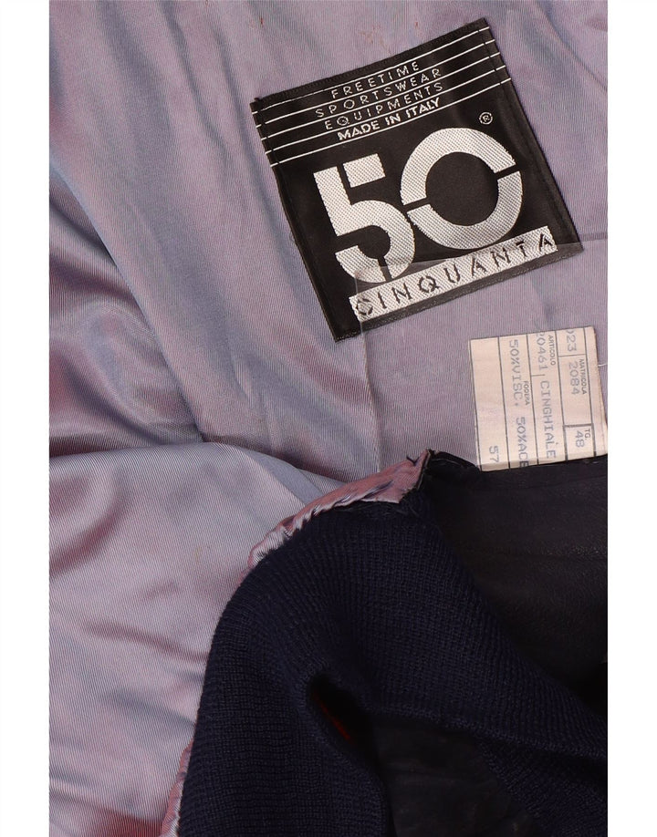 Cinquanta Blouson Bomber En Daim Homme IT 48 Cuir Bleu Marine Moyen