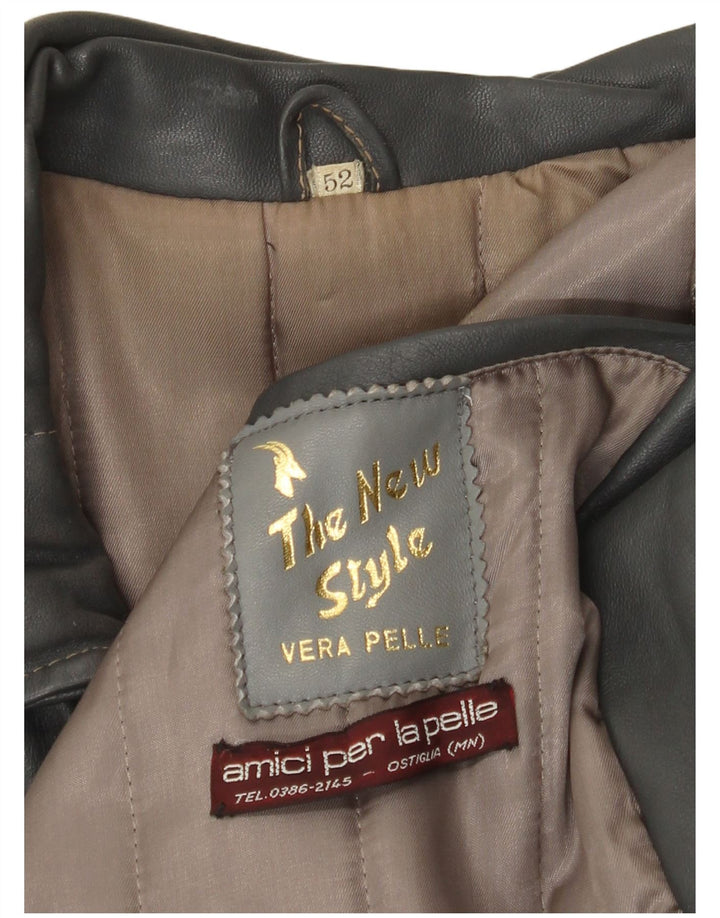 veste en cuir homme vintage IT 52 XL cuir gris