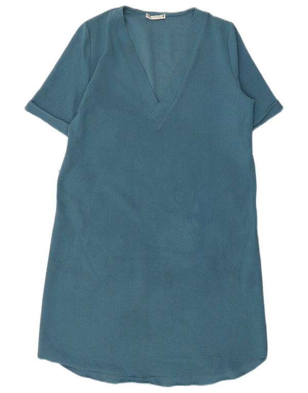Zara Robe droite surdimensionnée pour femme UK 10 Petit Bleu