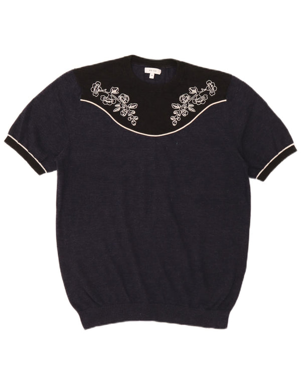 Reiss Pull ras du cou pour femme UK 14 Bleu marine moyen Colourblock