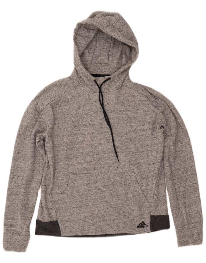 ADIDAS Pull à capuche pour femme UK 16/18 Grand coton moucheté gris