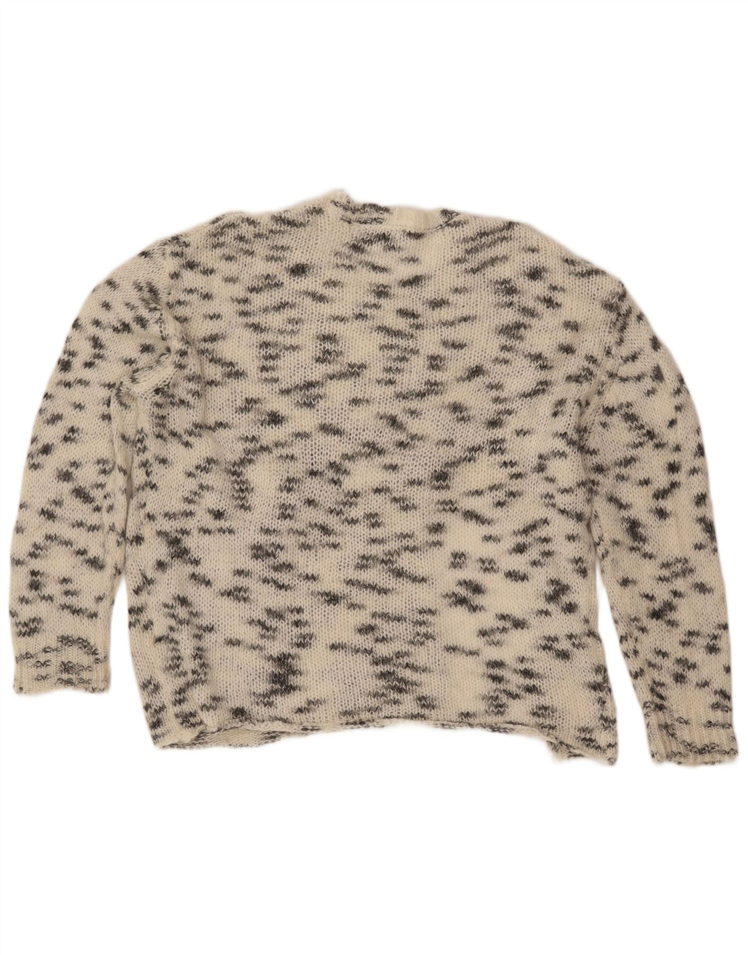 ZARA Pull à col rond pour femme UK 16 Large Blanc cassé moucheté