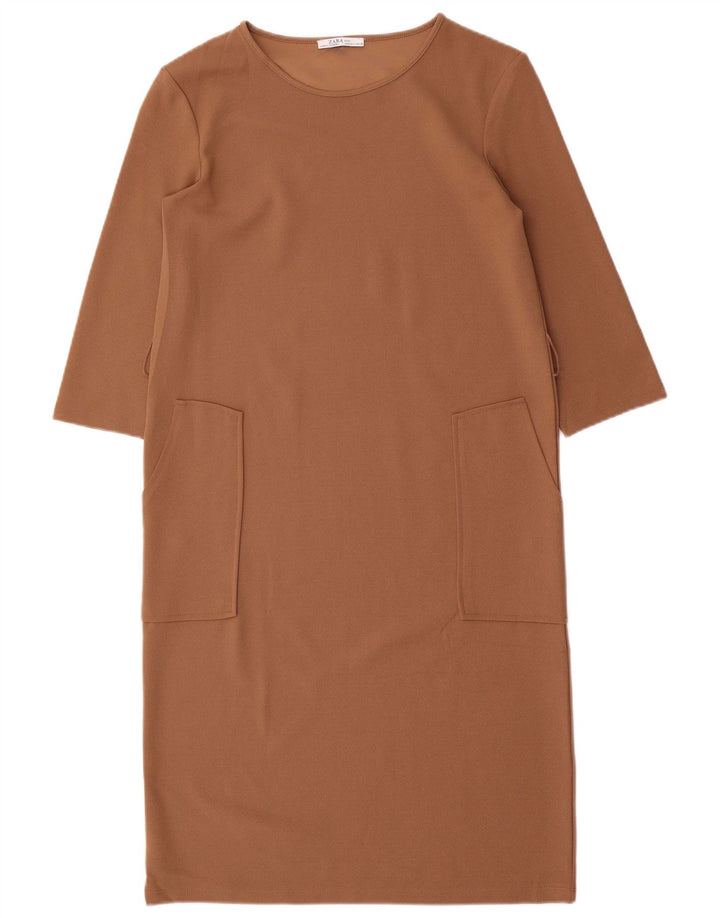 Zara Robe droite à manches 3/4 pour femme UK 10 Small Marron