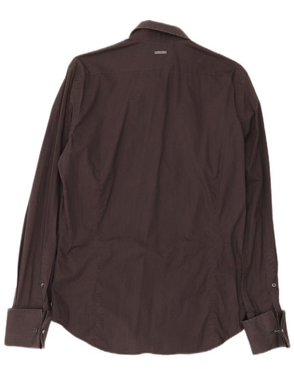Guess By Marciano Chemise formelle coupe slim pour homme en coton marron moyen