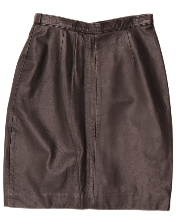 jupe en cuir femme vintage IT 44 Medium W28 Noir