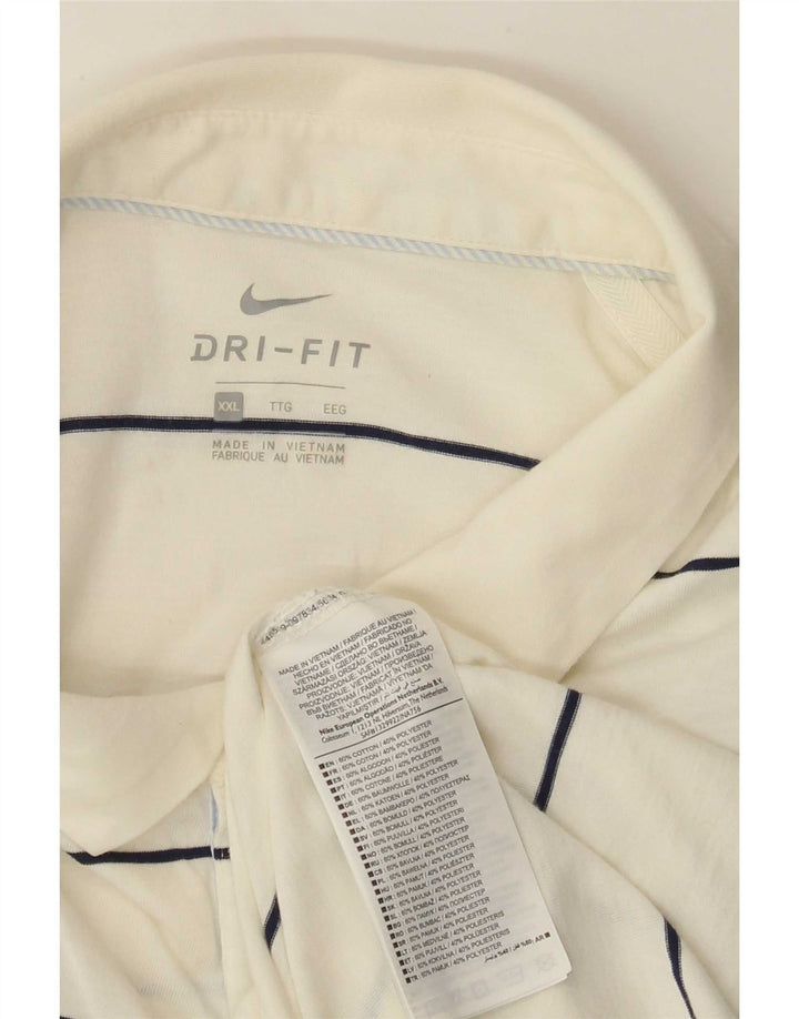 Nike Polo coupe classique pour homme 2XL en coton rayé blanc