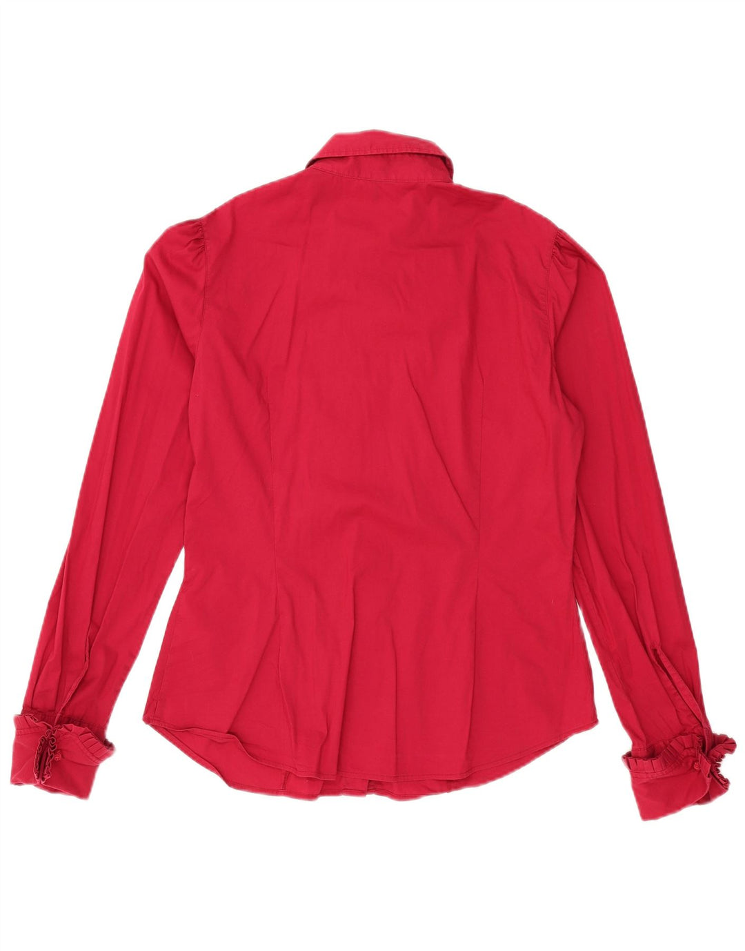 BENETTON Chemisier Femme UK 16 Large Rouge Coton
