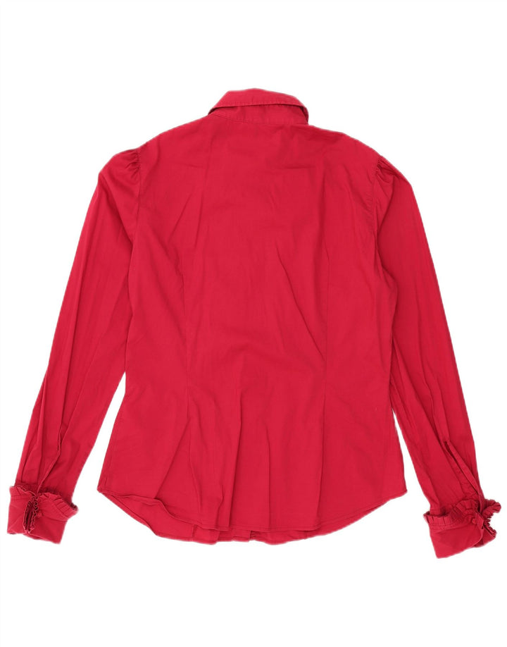 BENETTON Chemisier Femme UK 16 Large Rouge Coton