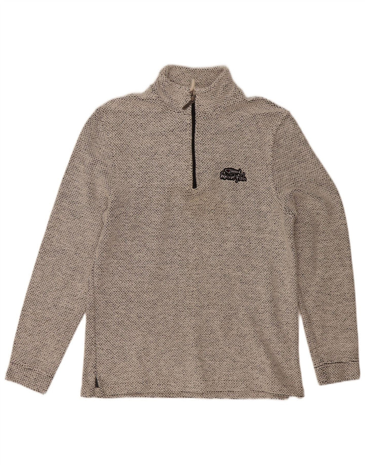 Weird Fish Sweat-Shirt Col Zippé Homme Gris Moyen Moucheté Coton