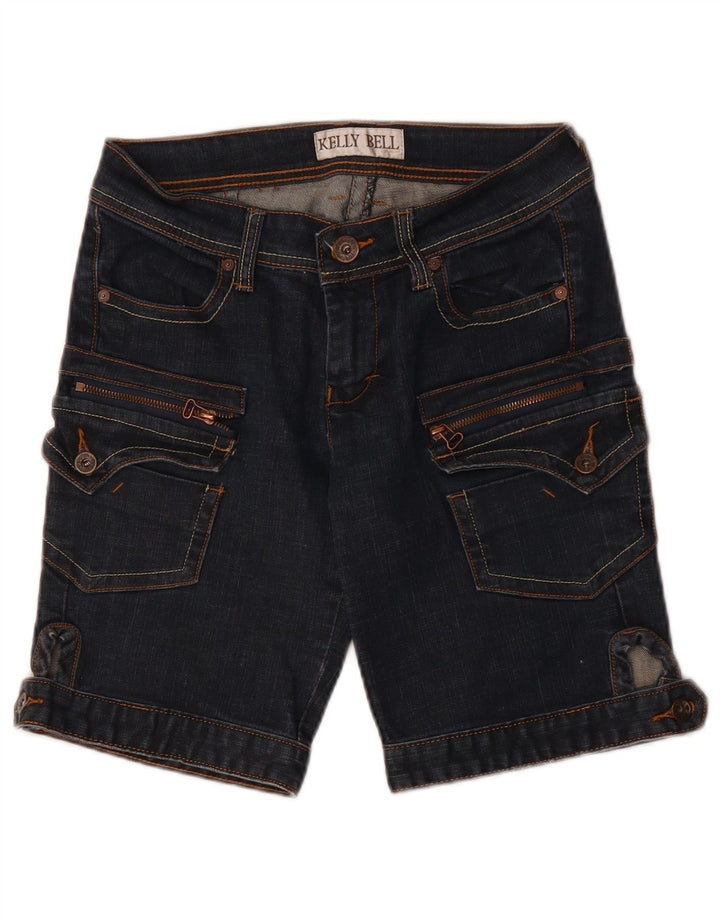 VINTAGE Short cargo en jean femme W28 bleu marine moyen