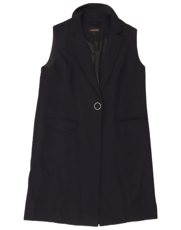 Jaeger Veste blazer longue sans manches pour femme UK 16 Large Bleu marine