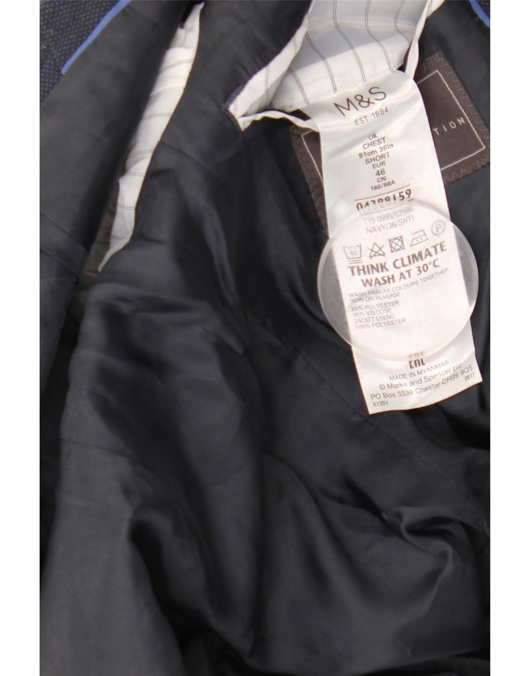 Marks & Spencer Veste blazer coupe slim à 2 boutons pour homme UK 36 Small Bleu marine