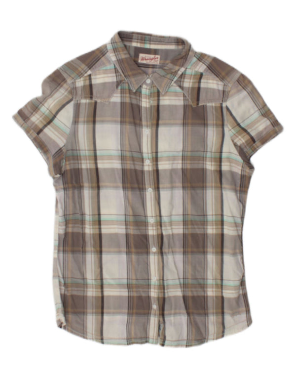 Wrangler Chemise à manches courtes pour femme UK 18 XL Gris Plaid Coton