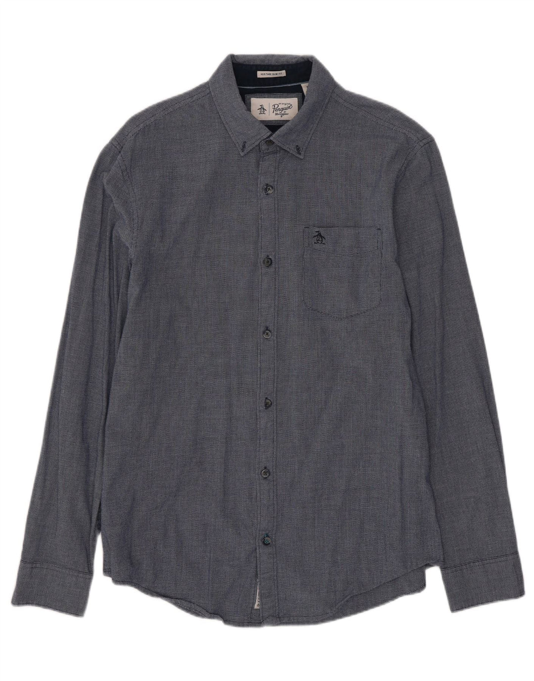 Penguin Chemise Slim Fit Heritage Homme Bleu Marine Rayonne Géométrique Moyenne