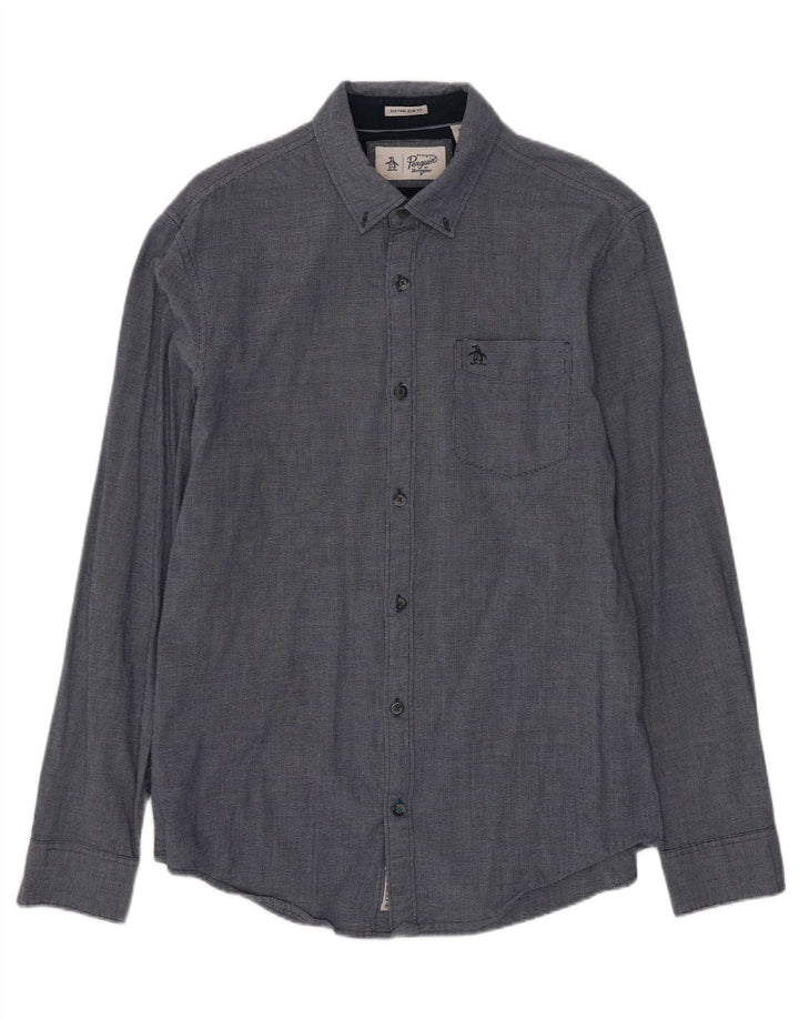 Penguin Chemise Slim Fit Heritage Homme Bleu Marine Rayonne Géométrique Moyenne