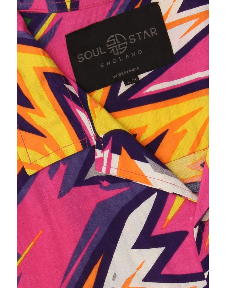 SOUL STAR Mens Abstract Pattern Short Sleeve Shirt Large Multicoloured Vintage Soul Star and Second-Hand Soul Star from Messina Hembry 