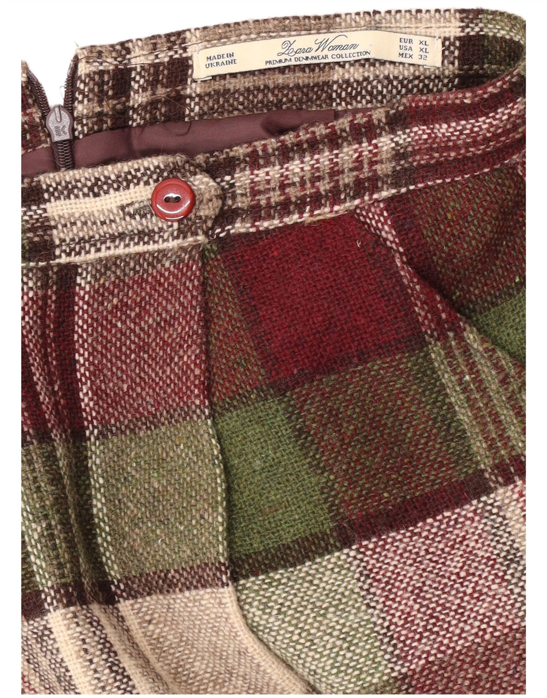 Leara Jupe Plissée Femme XL W32 Carreaux Bordeaux