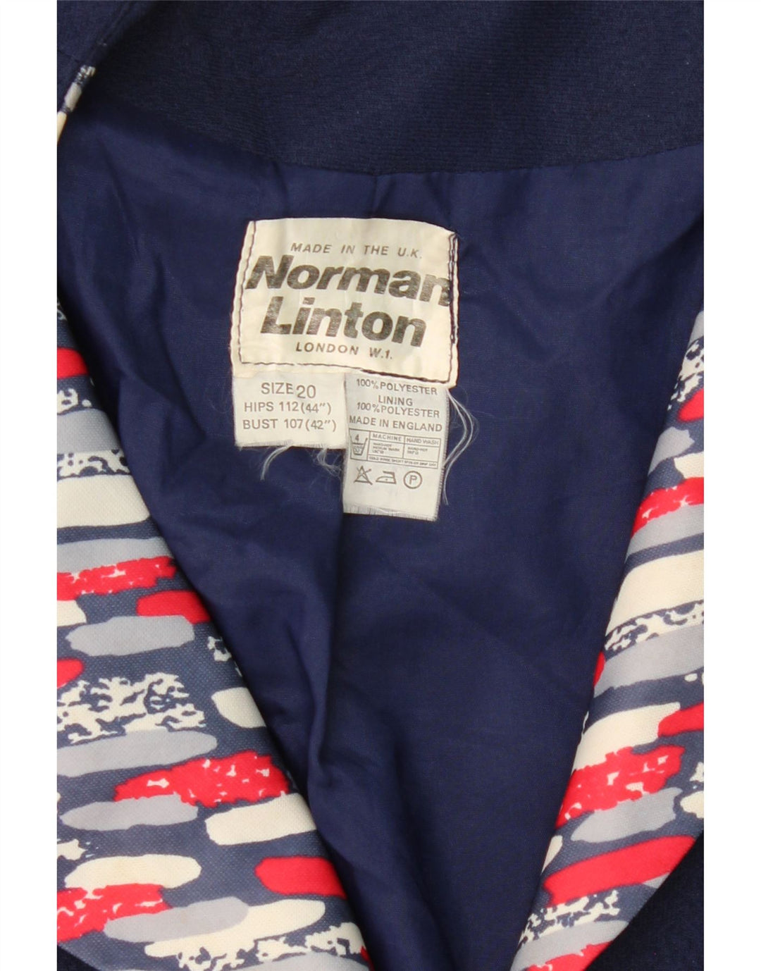 NORMAN LINTON Womens Blazer Jacket UK 20 2XL Navy Blue Colourblock Vintage Norman Linton and Second-Hand Norman Linton from Messina Hembry 