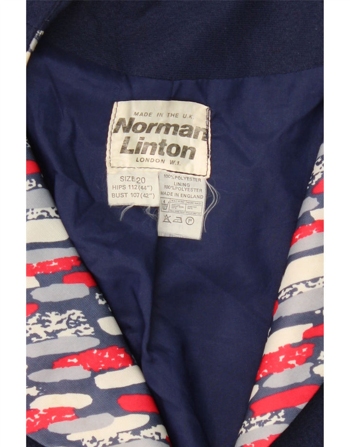 NORMAN LINTON Womens Blazer Jacket UK 20 2XL Navy Blue Colourblock Vintage Norman Linton and Second-Hand Norman Linton from Messina Hembry 