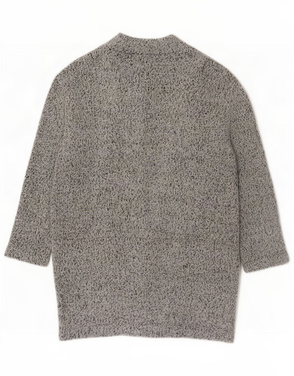 Zara Womens Loose Fit Open Cardigan Sweater UK 10 Petit Gris Moucheté