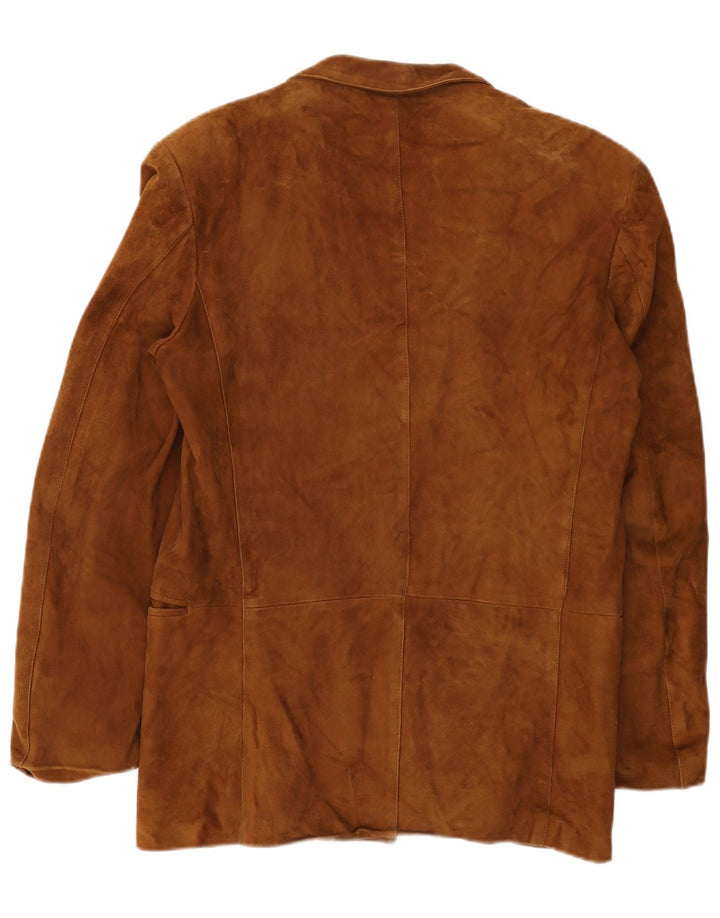 vintage Femme Daim Double Breasted Blazer Veste IT 50 XL Cuir Beige