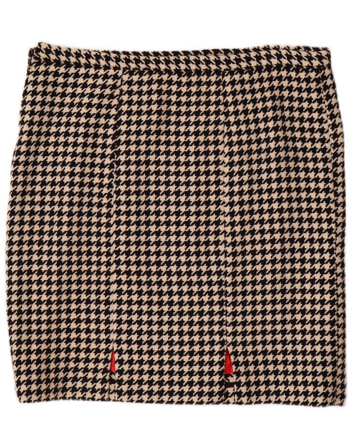 VINTAGE Jupe Droite Femme W36 XL Pied de Poule Noir