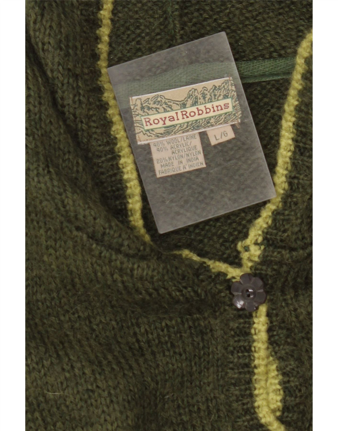 ROYAL ROBBINS Cardigan à capuche pour femme UK 16 Large Vert Fair Isle