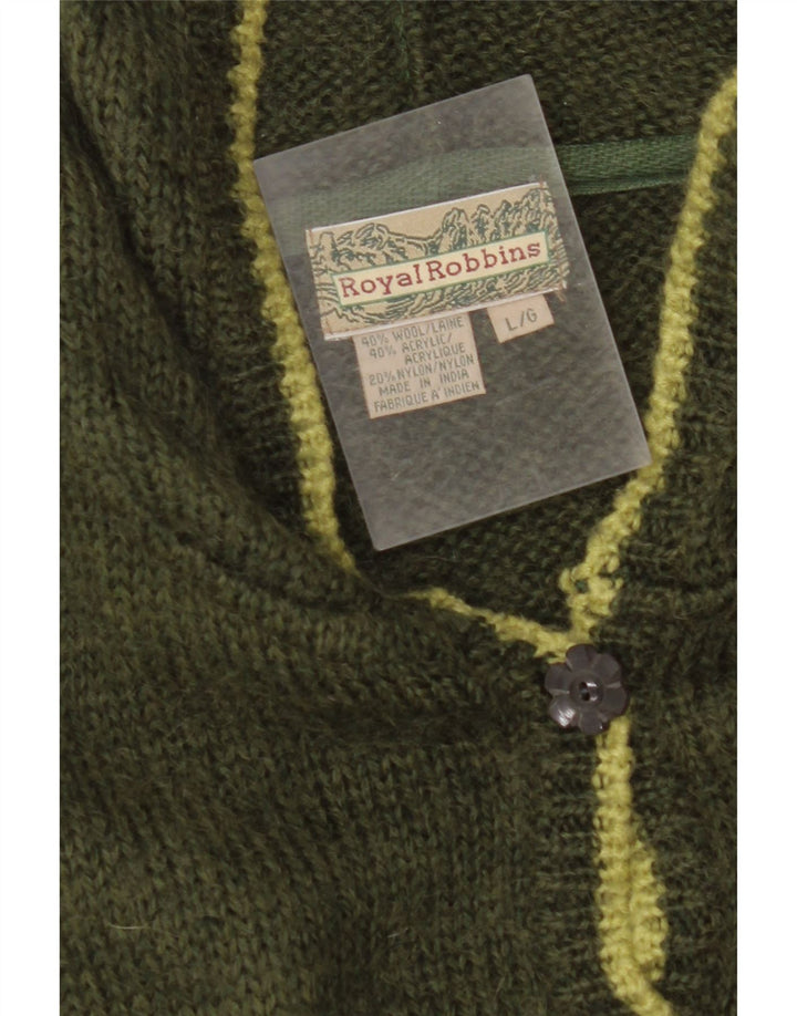 ROYAL ROBBINS Cardigan à capuche pour femme UK 16 Large Vert Fair Isle