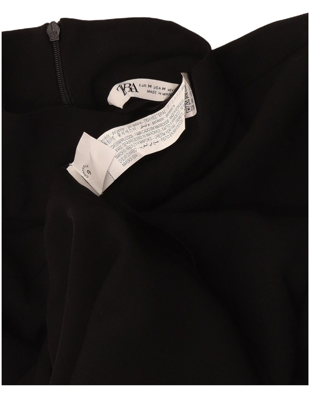 Zara Robe longue à manches longues pour femme UK 12 Polyester noir moyen