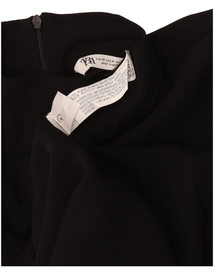 Zara Robe longue à manches longues pour femme UK 12 Polyester noir moyen