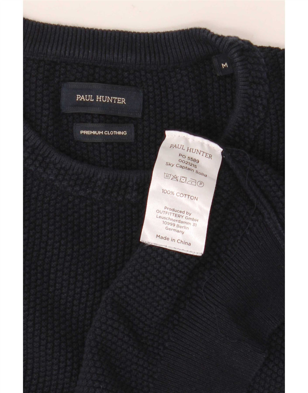 vintage Mens Crew Neck Jumper Pull Moyen Bleu Marine Coton