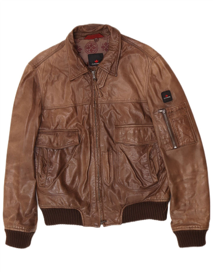 Veste en cuir homme Canadiens IT 48 marron moyen