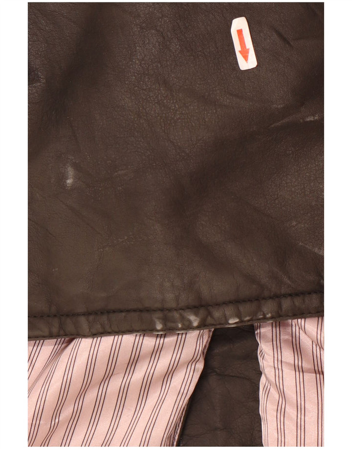 Manteau en cuir militaire vintage pour hommes IT 56 3XL Noir