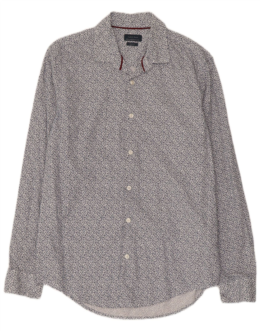 Zara Chemise Slim Fit Bleu Moyen En Coton Floral Homme