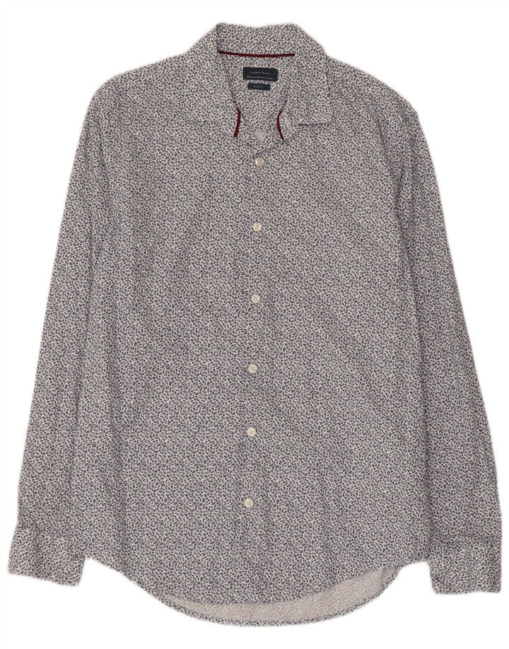 Zara Chemise Slim Fit Bleu Moyen En Coton Floral Homme