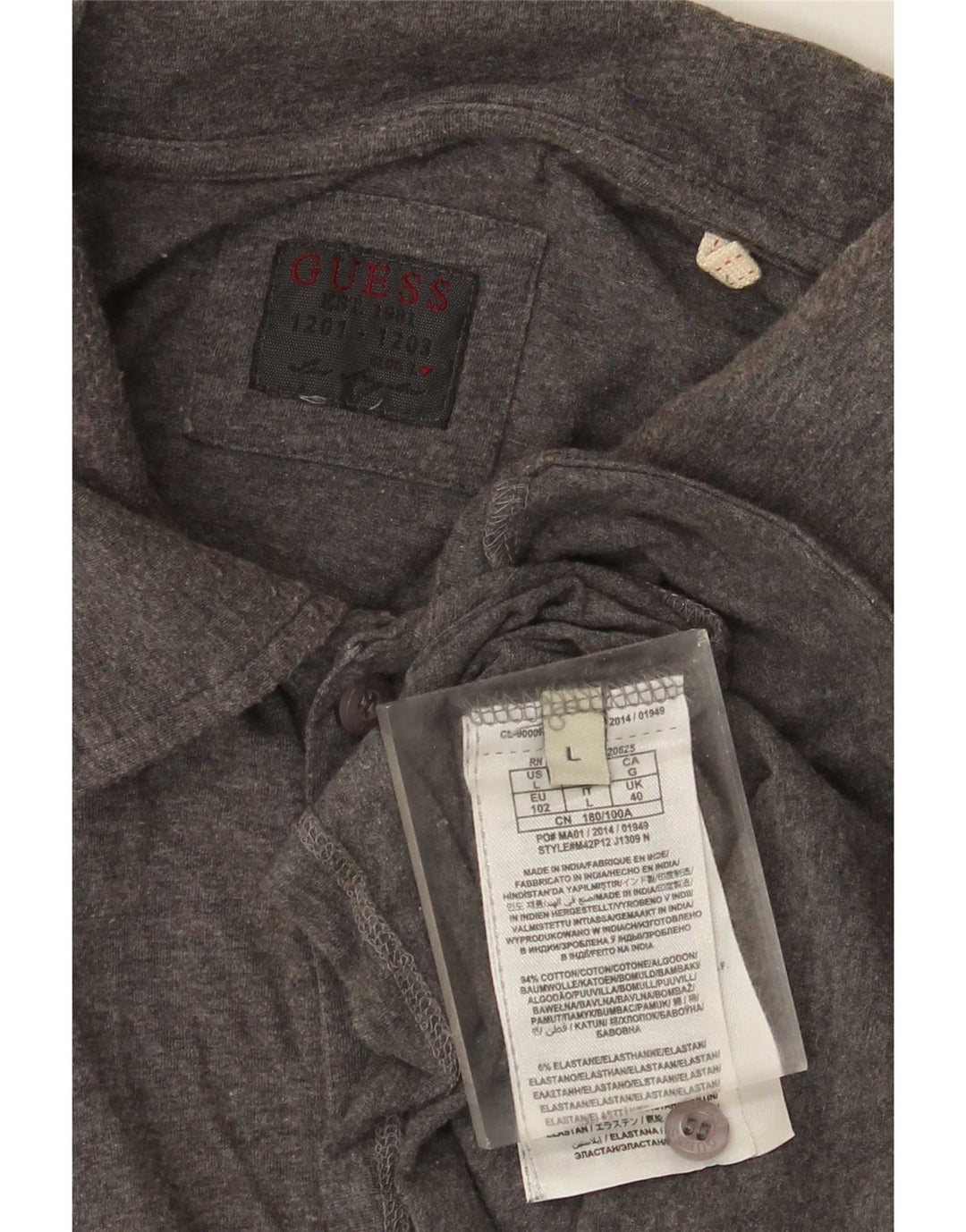 Guess Polo à manches longues pour hommes, grand coton gris