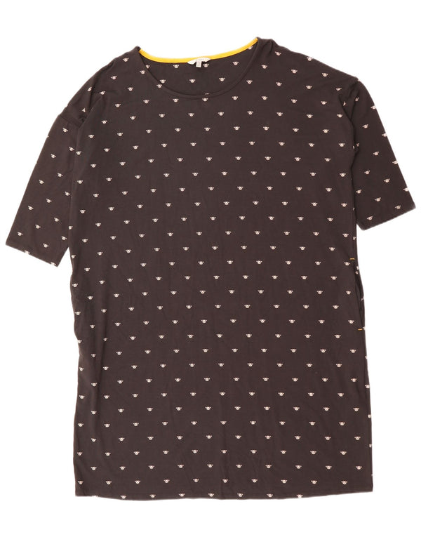 JOULES Robe t-shirt surdimensionnée à motif abstrait pour femme UK 14 Large Noir